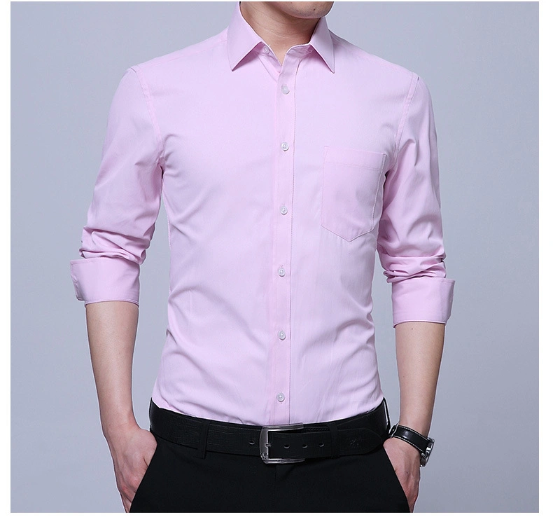 2023 Wholesale Custom Mens Long Sleeve 100% Cotton Casual Formal Office Custom Logo Mens Shirt