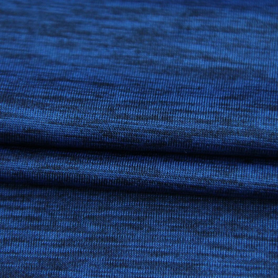 95.5%Polyester 4.5%Spandex Blue Cationic Melange Jersey Fabric for Sportswear/Apparel/Swimming