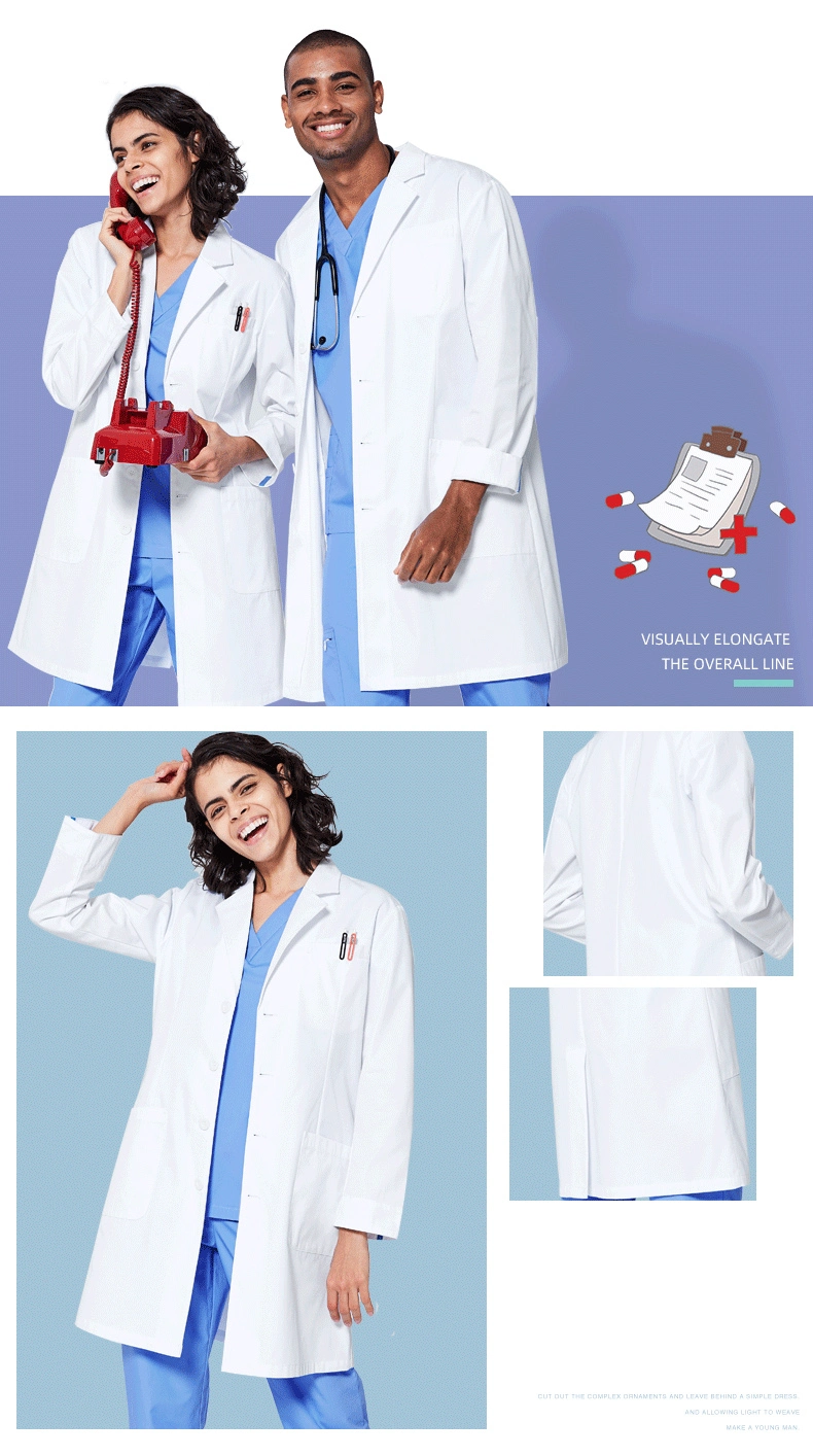 Wholesale Designs Inner Pockets Notched Collar Hospital Work Robe Doctors