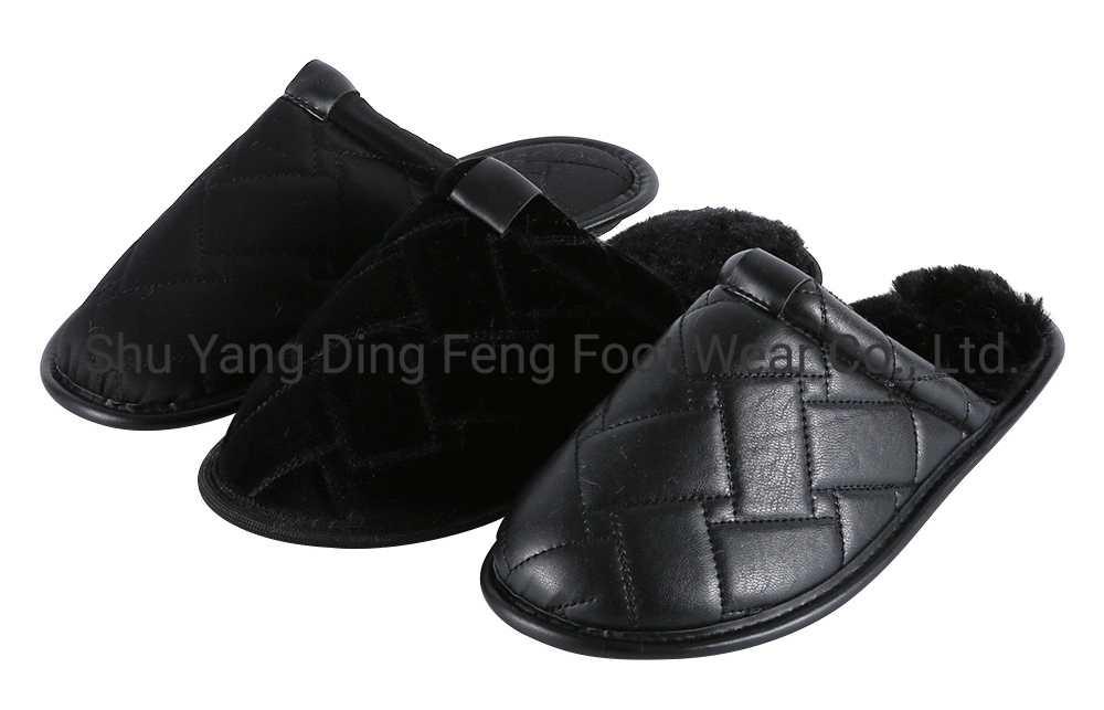 PU Embossed Flat Bottomed Indoor Slippers Non Slip and Quiet