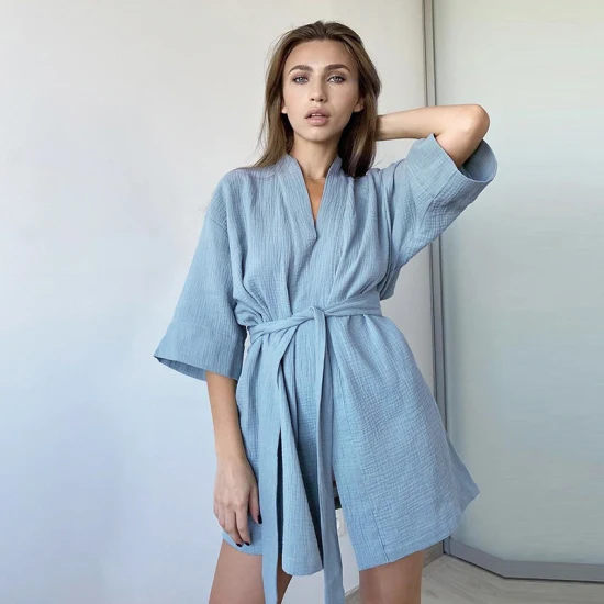 2022 nouveauté manches longues femmes Robe doux salon porter pyjamas femme vêtements de nuit Robe