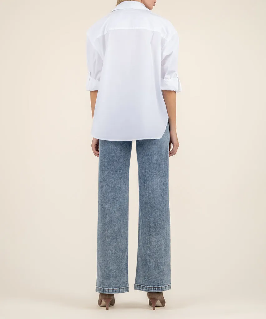 Nouveau à venir offre spéciale pour les femmes printemps élégant en mousseline de soie col en v dentelle à manches longues bureau dame chemisier décontracté chemise