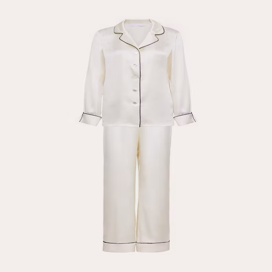 Ensemble de pyjama en soie de mûrier multicolore de qualité supérieure avec vêtements de nuit en soie passepoilée