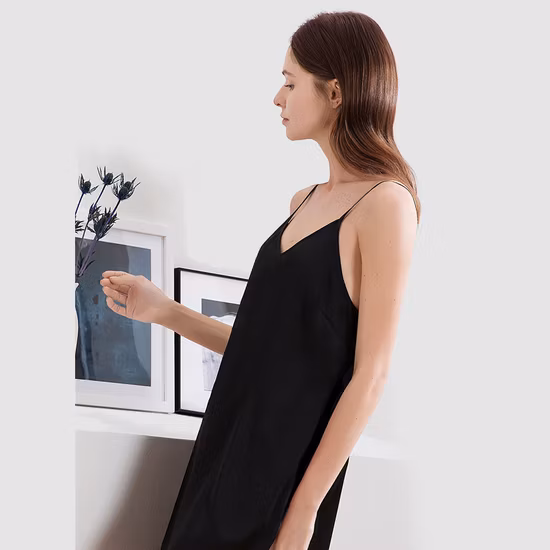 16mm 19mm 22mm Chemise de nuit en soie sexy de couleur unie Slip 100% soie personnalisé