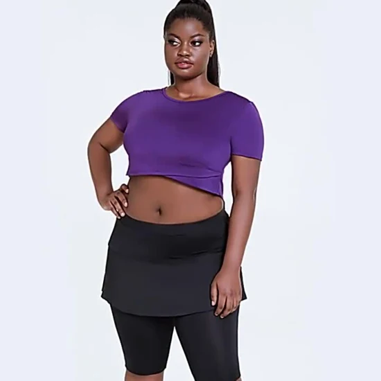 Les femmes sans couture sexy Plus-Size Sports Blouse Women's Yoga Wear Short-Sleeved Running Shirt